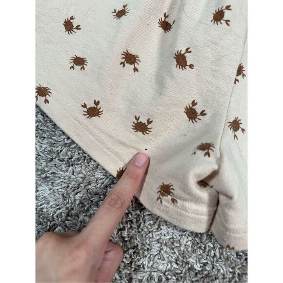 Rylee + Cru Track Shorts Crab Print Unisex Kids 10-12Y Pull on Sweat Shorts Tan - Picture 7 of 8